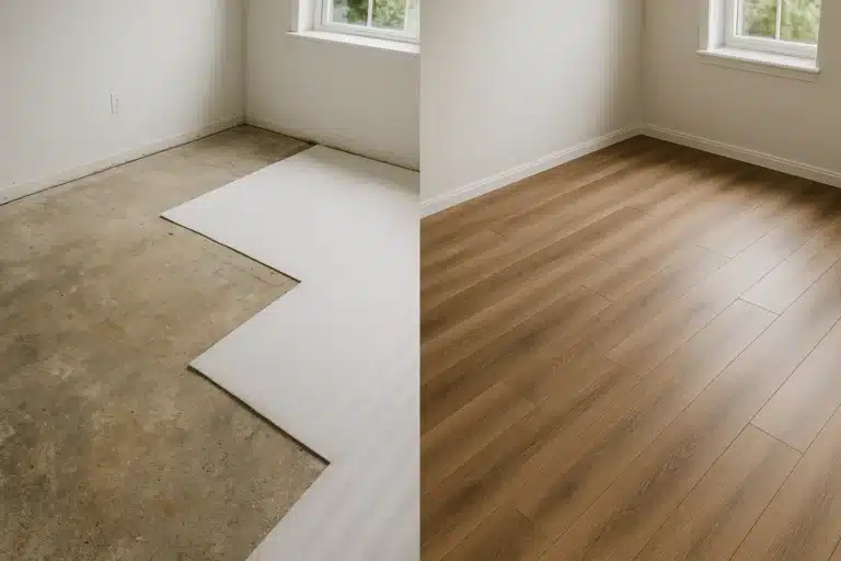 Before and after flooring installation transformation