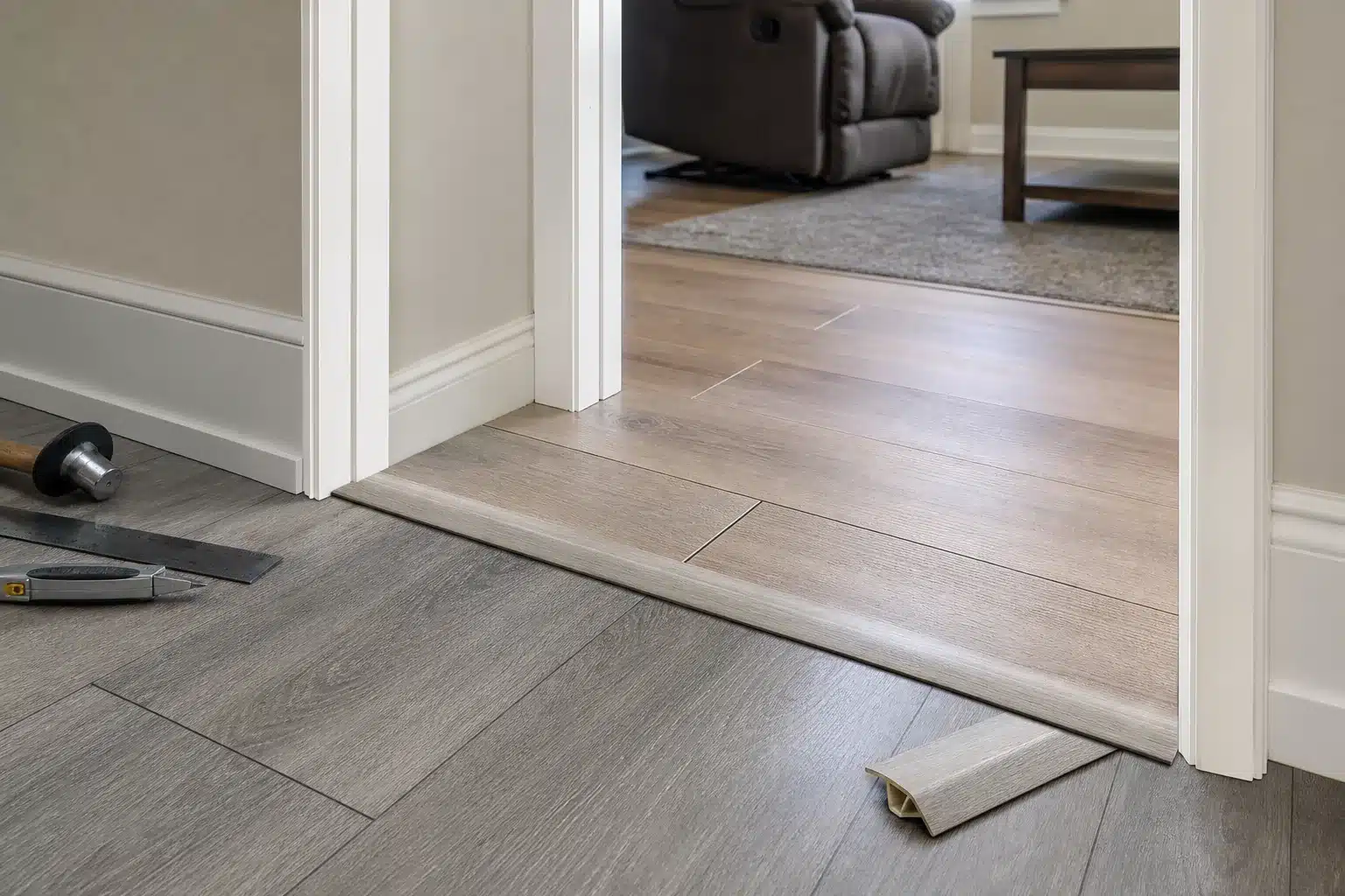 LVP Transitions Trim Stair Noses and Room-to-Room Layouts LVP transition trim stair nose and room-to-room layout planning detail