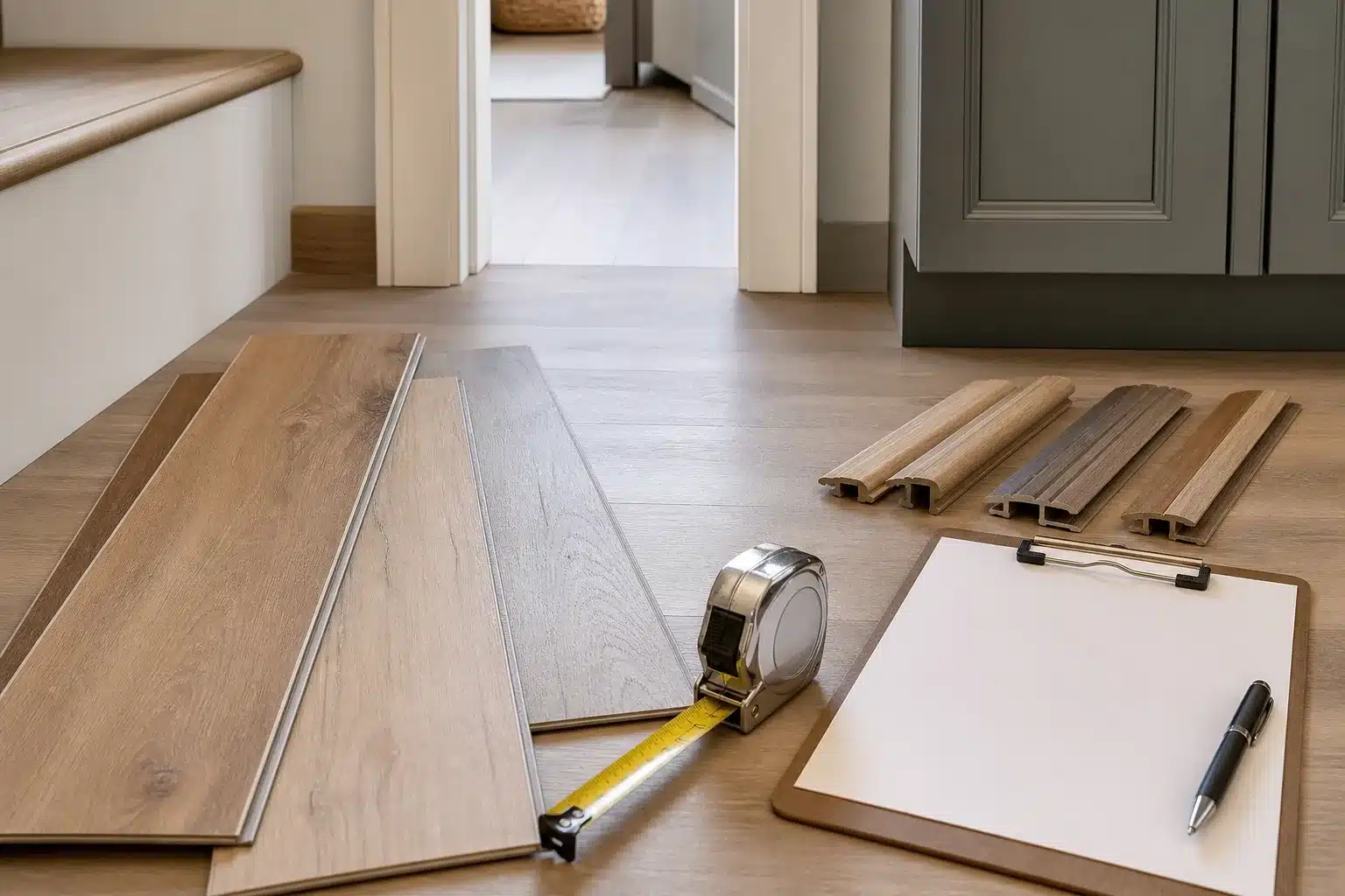 Luxury vinyl plank installation quote checklist with layout trim and transition details