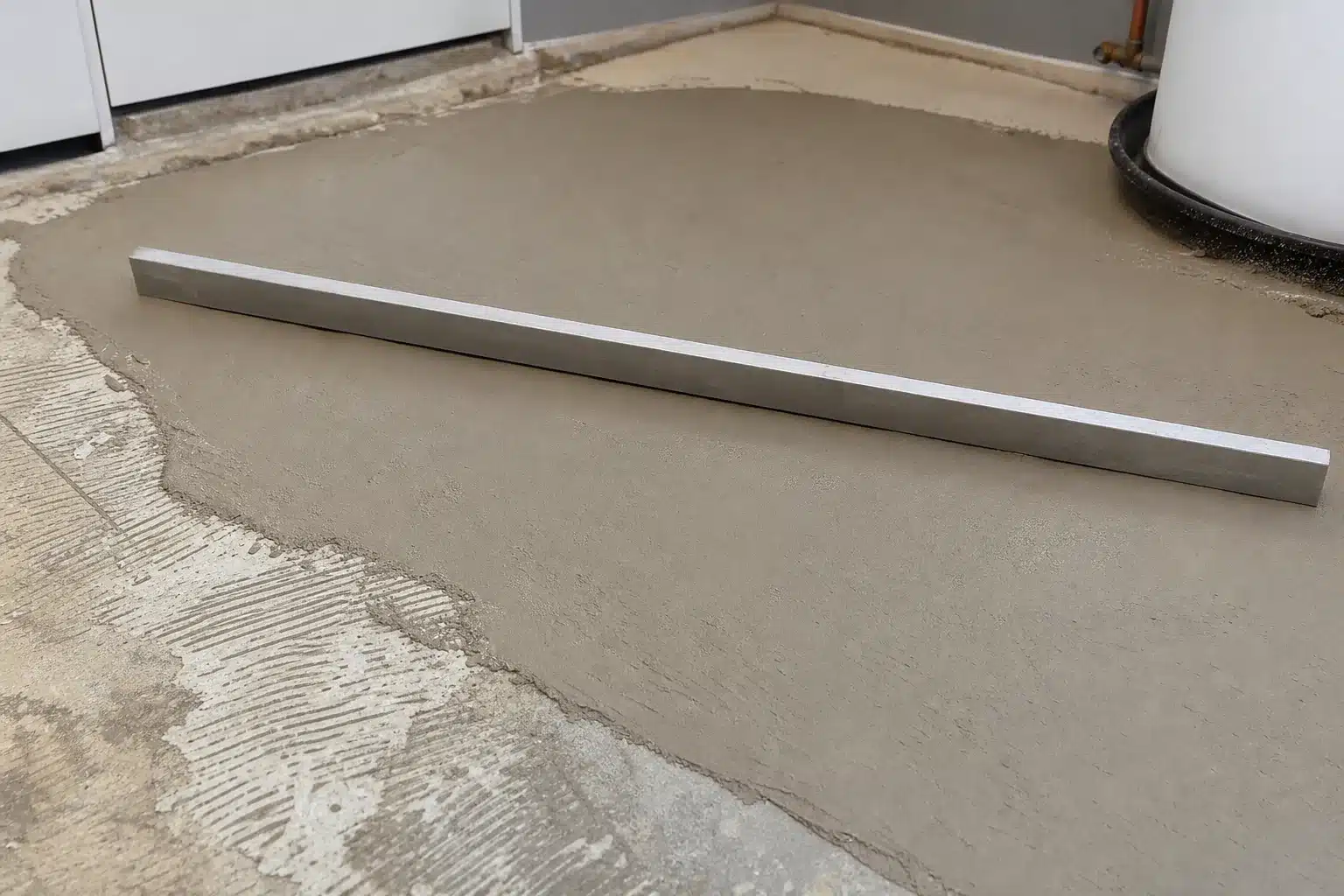 Subfloor patching and leveling before sheet vinyl installation in Austin TX