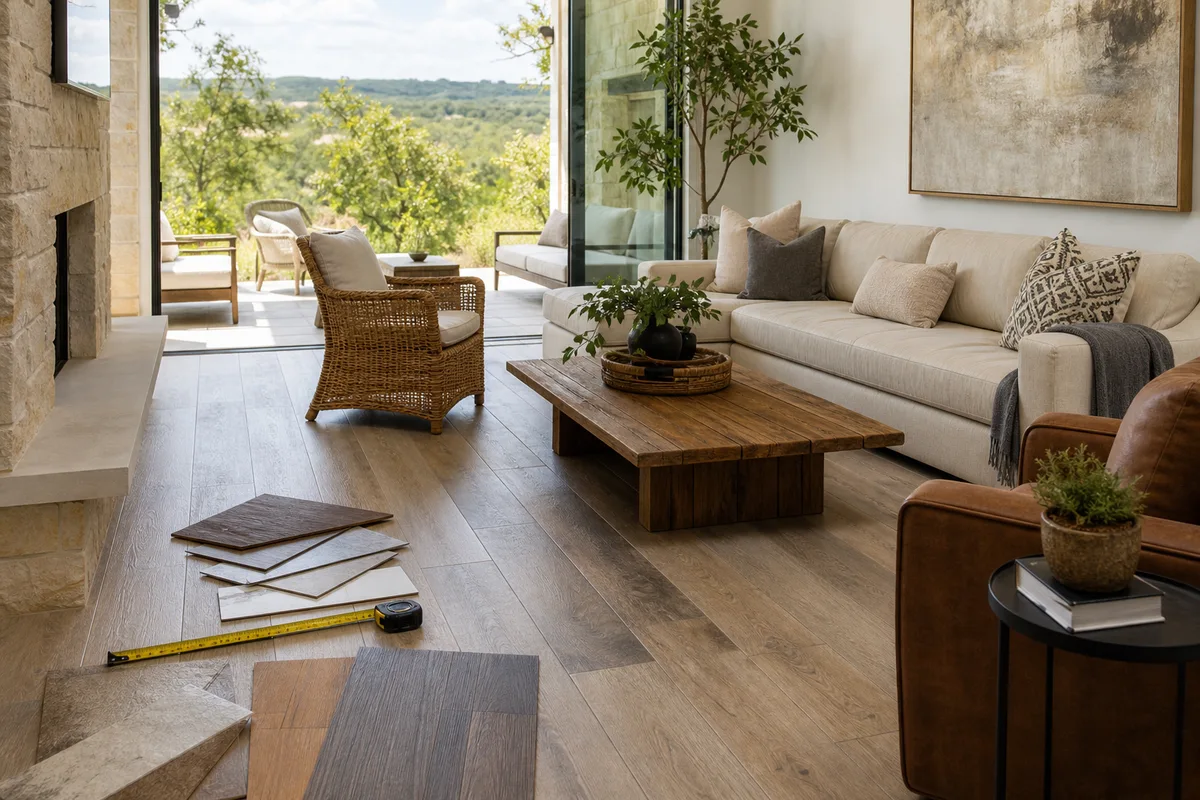 Dripping Springs flooring planning photo showing flooring samples and a home interior