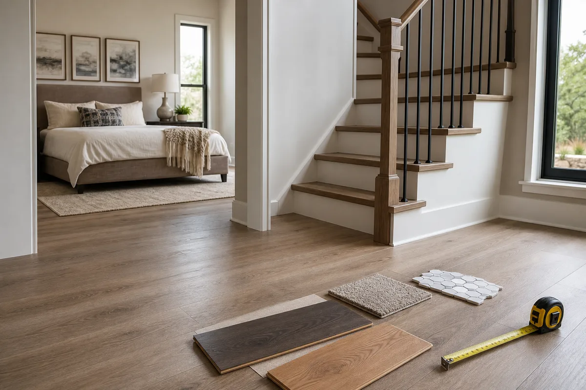 Lakeway flooring planning photo showing flooring samples and a home interior